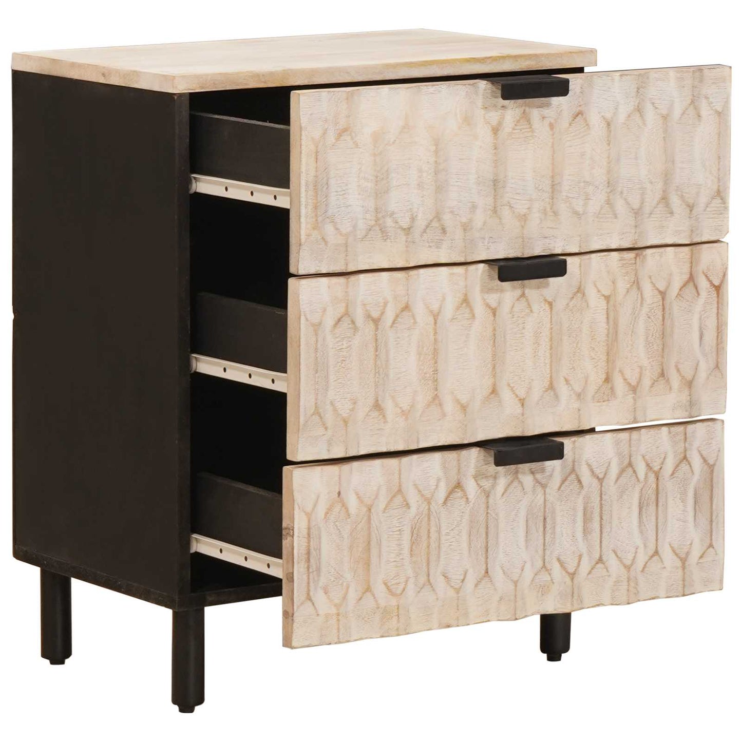 Bedside Cabinet White 50 x 33 x 62 cm Solid Mango Wood