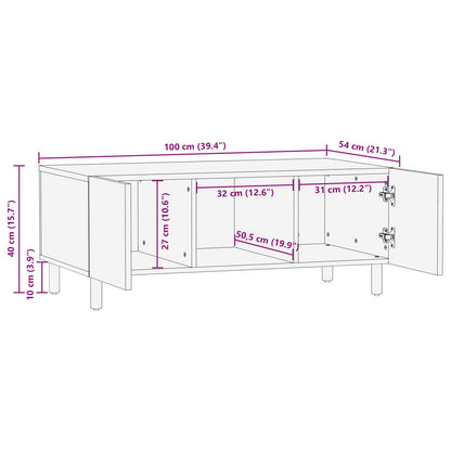 Coffee Table White 100 x 54 x 40 cm Solid Mango Wood