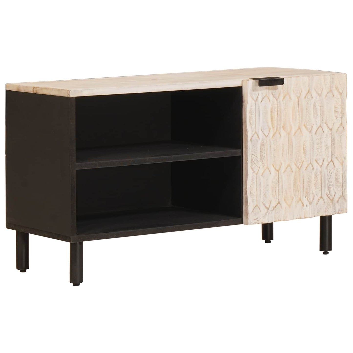 TV Cabinet White Wash Finish 80 x 33 x 46 cm Solid Mango Wood