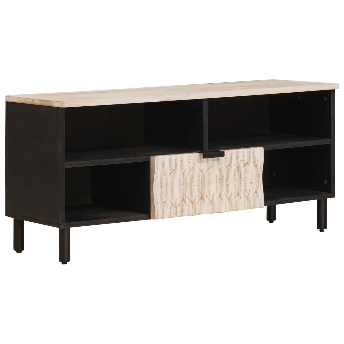 TV Cabinet White Wash Finish 100 x 33 x 46 cm Solid Mango Wood