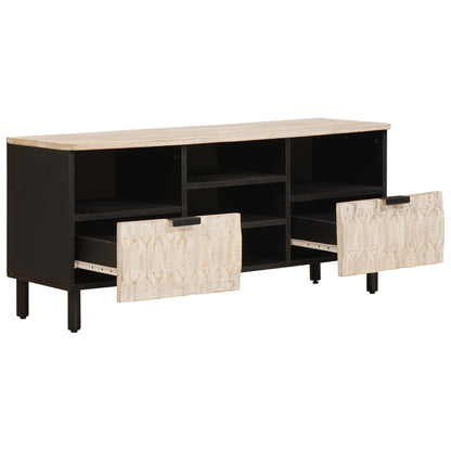TV Cabinet White Wash Finish 100 x 33 x 46 cm Solid Mango Wood