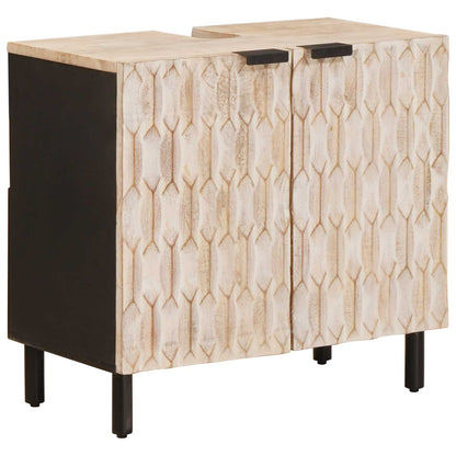 Bathroom Sink Cabinet White 62 x 33 x 58 cm Solid Mango Wood