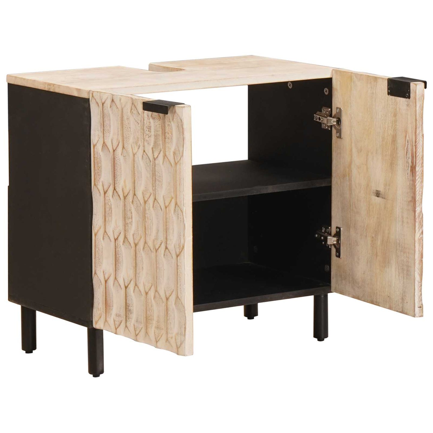 Bathroom Sink Cabinet White 62 x 33 x 58 cm Solid Mango Wood