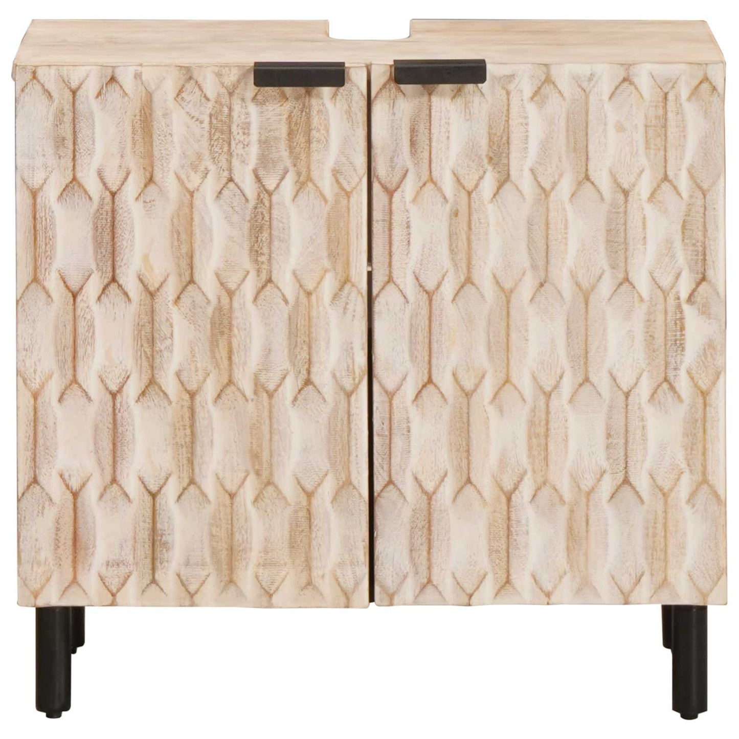 Bathroom Sink Cabinet White 62 x 33 x 58 cm Solid Mango Wood