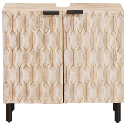 Bathroom Sink Cabinet White 62 x 33 x 58 cm Solid Mango Wood