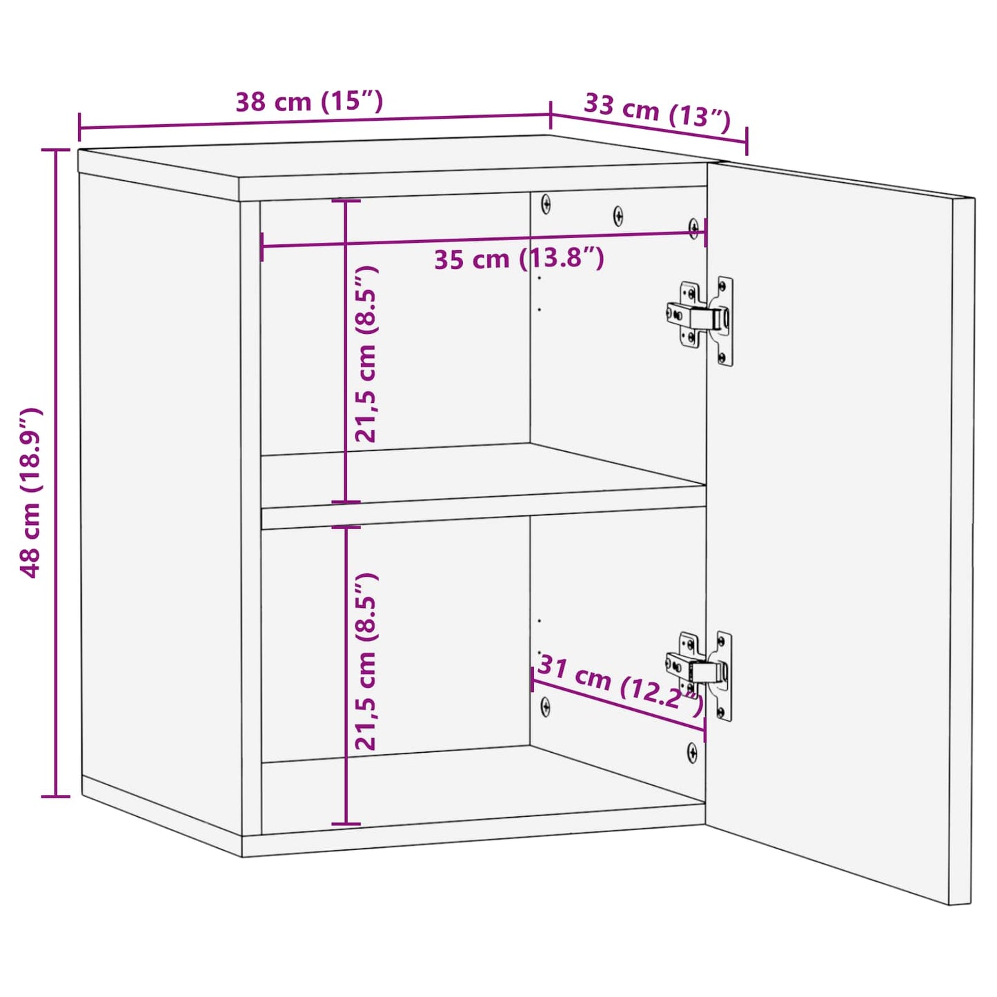 Bathroom Hanging Cabinet White 38 x 33 x 48 cm Solid Mango Wood