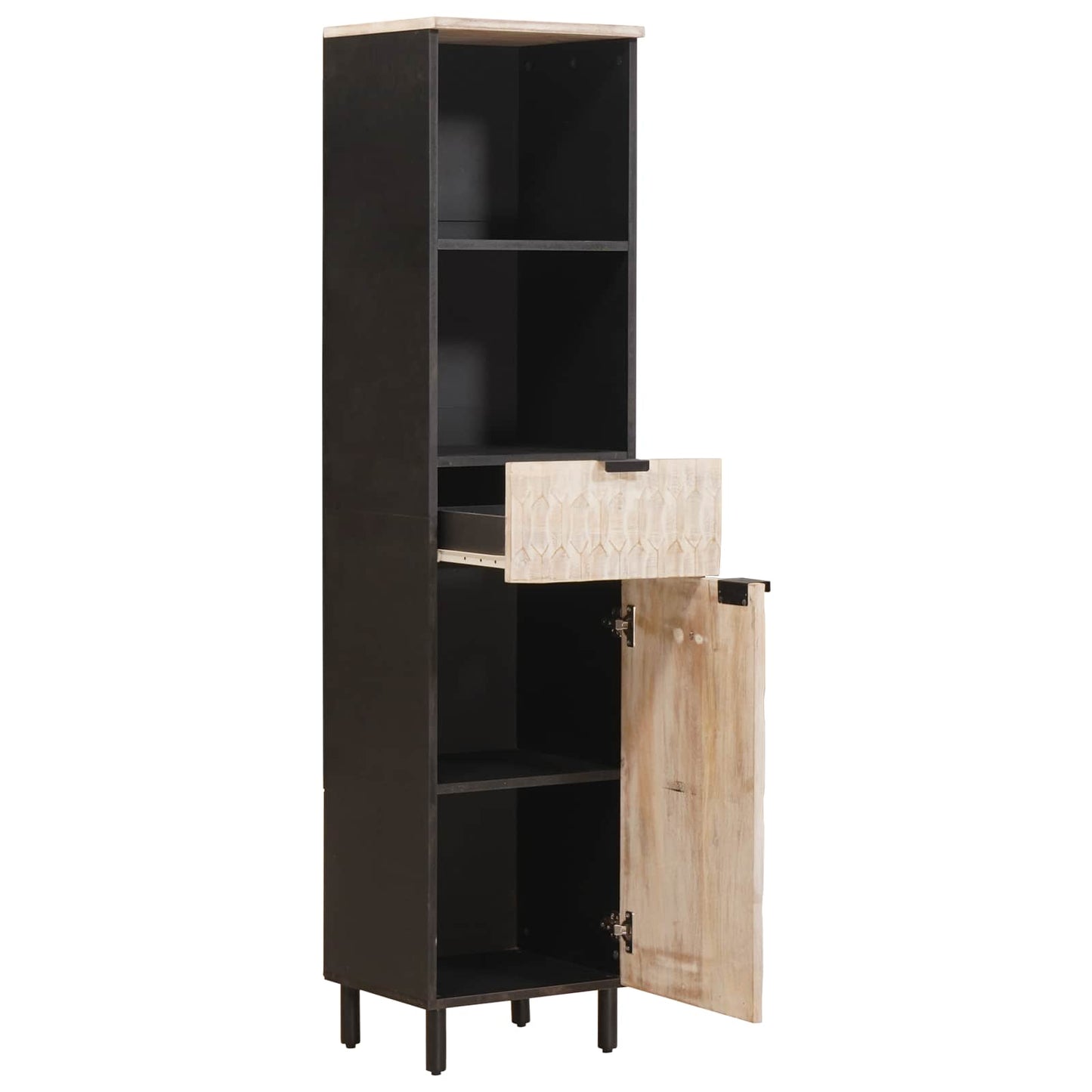 Bathroom Cabinet with Shelf Black and White 38 x 33 x 160 cm