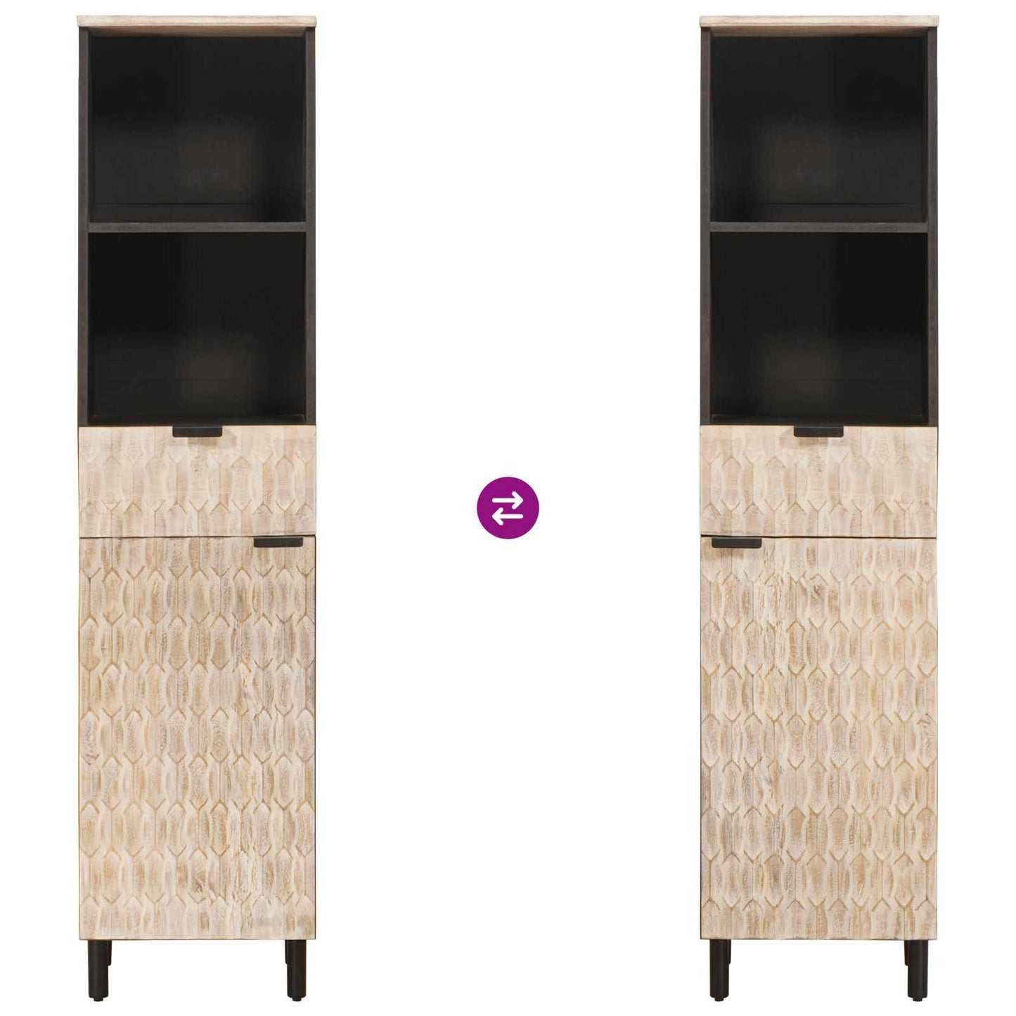 Bathroom Cabinet with Shelf Black and White 38 x 33 x 160 cm