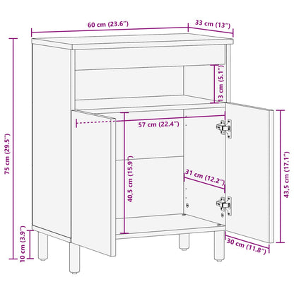 Sideboard White Wash Finish 60 x 33 x 75 cm Solid Mango Wood