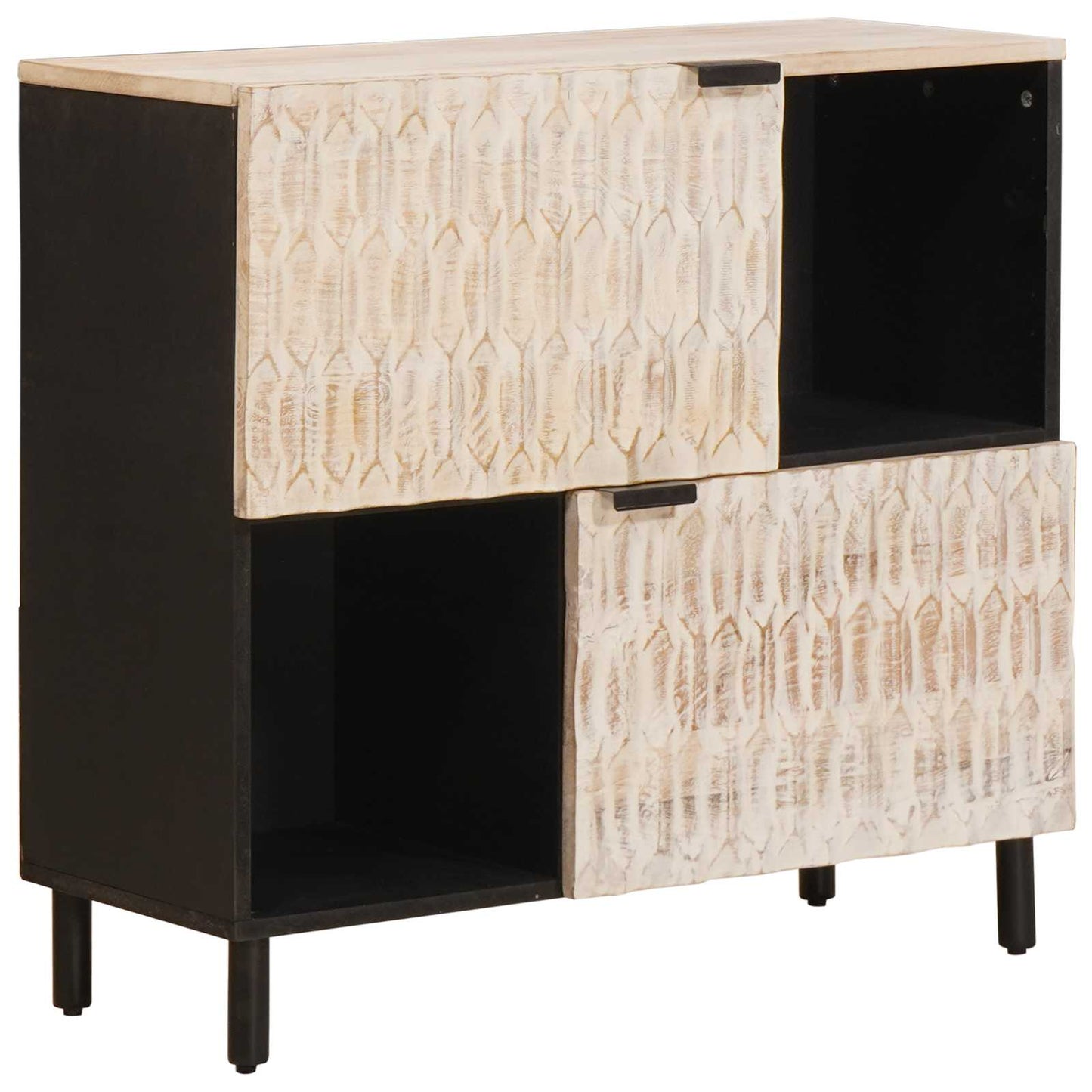 Sideboard White Wash Finish 80 x 33 x 75 cm Solid Mango Wood