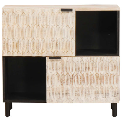 Sideboard White Wash Finish 80 x 33 x 75 cm Solid Mango Wood