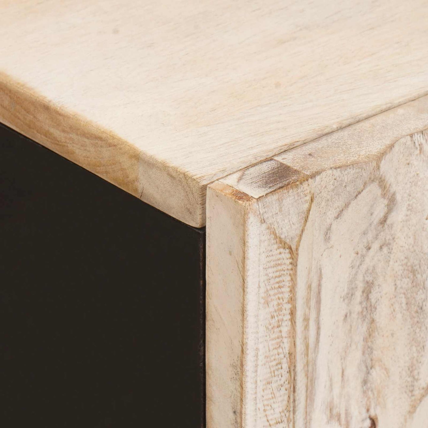 Sideboard White Wash Finish 90 x 33 x 75 cm Solid Mango Wood