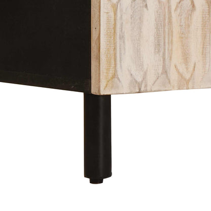 Sideboard White Wash Finish 90 x 33 x 75 cm Solid Mango Wood