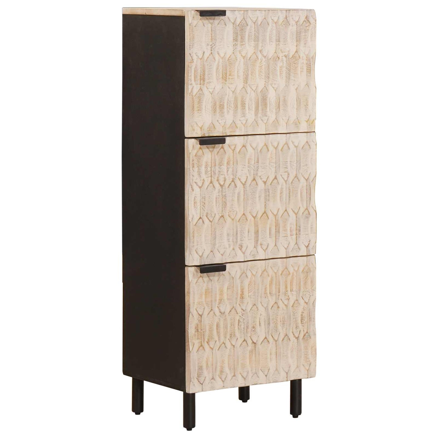 Highboard White Wash Finish 40 x 33 x 110 cm Solid Mango Wood
