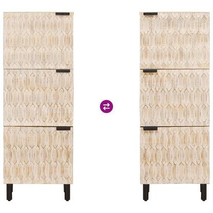 Highboard White Wash Finish 40 x 33 x 110 cm Solid Mango Wood