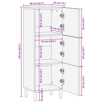 Highboard White Wash Finish 40 x 33 x 110 cm Solid Mango Wood