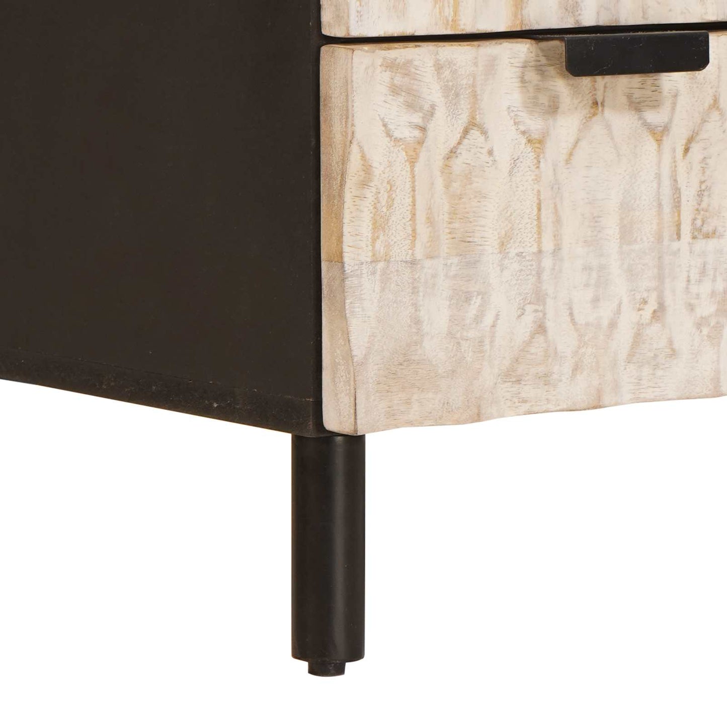 Highboard White Wash Finish 60 x 33 x 100 cm Solid Mango Wood