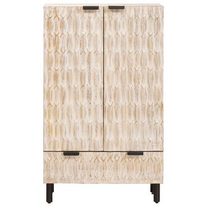Highboard White Wash Finish 60 x 33 x 100 cm Solid Mango Wood
