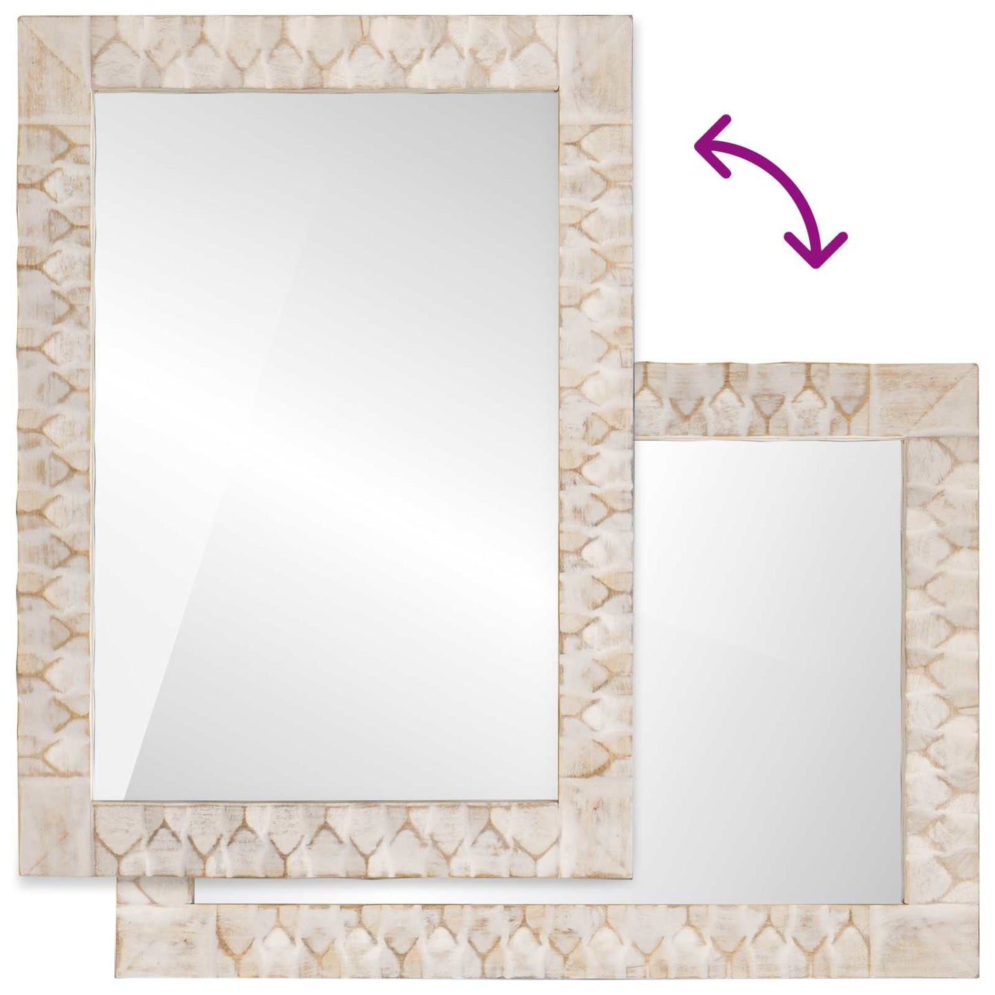 Bathroom Mirror with Mirror White Wash Finish 50 x 70 x 2.5 cm