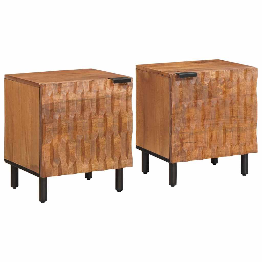 Bedside Cabinet 2 pcs Brown 40 x 33 x 46 cm Solid Mango Wood