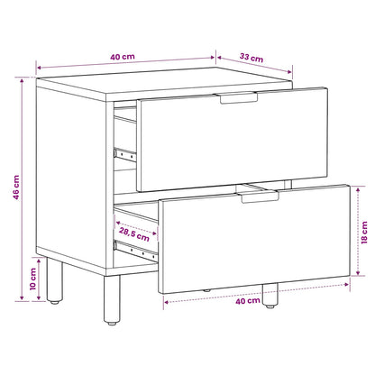 Bedside Cabinet Brown 40 x 33 x 46 cm Solid Mango Wood