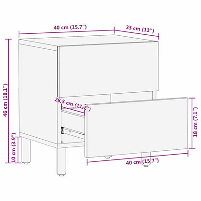 Bedside Cabinet 2 pcs Brown 40 x 33 x 46 cm Solid Mango Wood