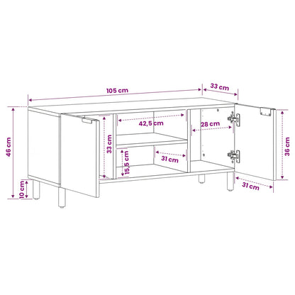 TV Cabinet with Shelf Acacia Brown Finish 105 x 33 x 46 cm