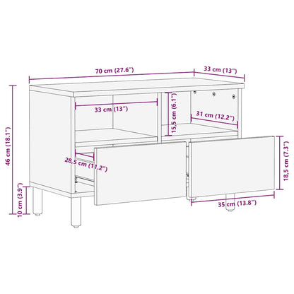 TV Cabinet Acacia Brown Finish 70 x 33 x 46 cm Solid Mango Wood