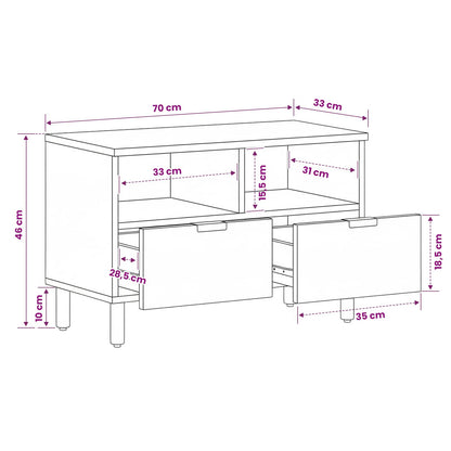 TV Cabinet Acacia Brown Finish 70 x 33 x 46 cm Solid Mango Wood