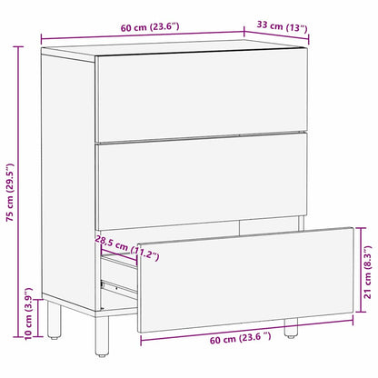 Sideboard Acacia Brown Finish 60 x 33 x 75 cm Solid Mango Wood