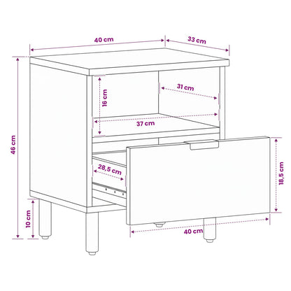 Bedside Cabinet 2 pcs Brown 40 x 33 x 46 cm Solid Mango Wood