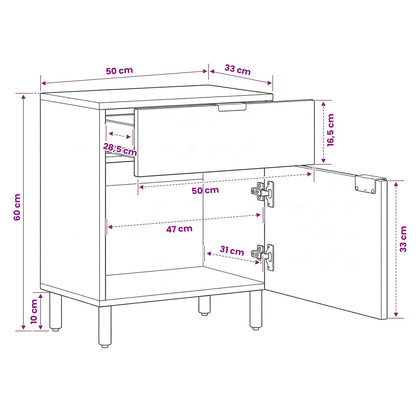 Bedside Cabinet Brown 50 x 33 x 60 cm Solid Mango Wood