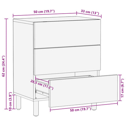 Bedside Cabinet Brown 50 x 33 x 62 cm Solid Mango Wood