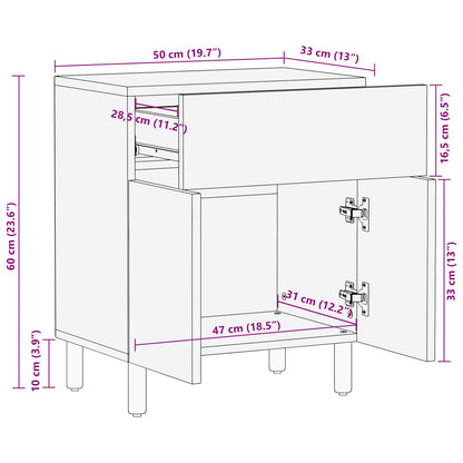 Bedside Cabinet Brown 50 x 33 x 60 cm Solid Mango Wood