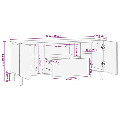 TV Cabinet with Drawer Acacia Brown Finish 105 x 33 x 46 cm