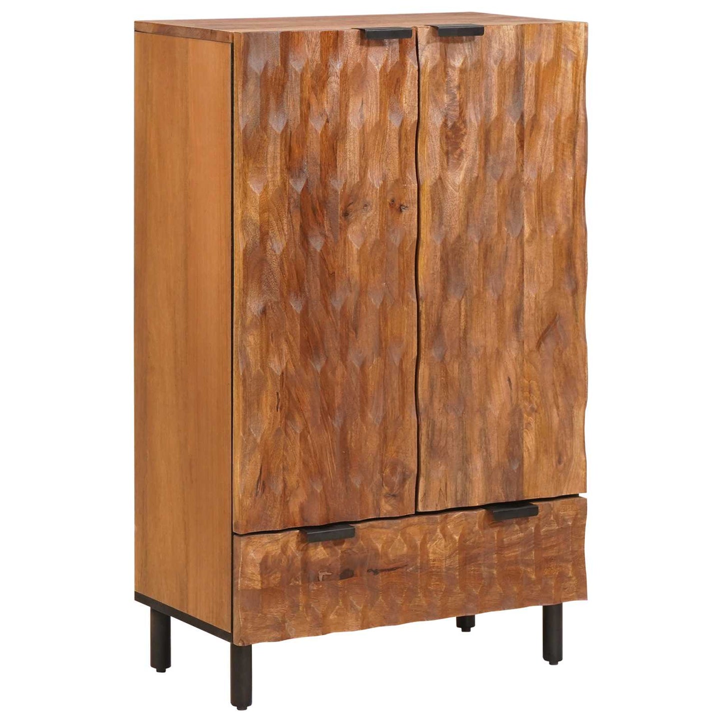 Highboard Acacia Brown Finish 60 x 33 x 100 cm Solid Mango Wood