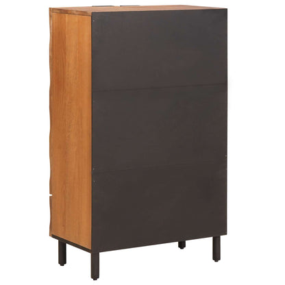 Highboard Acacia Brown Finish 60 x 33 x 100 cm Solid Mango Wood