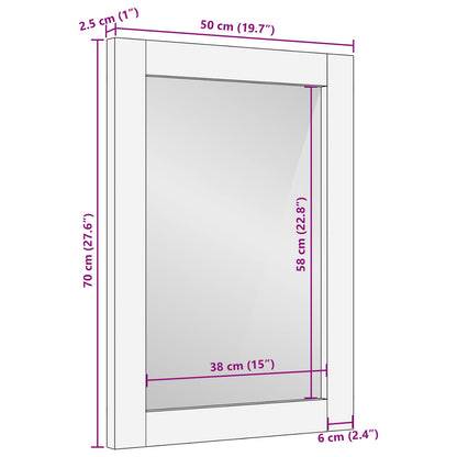 Bathroom Mirror Acacia Brown Finish 50 x 70 x 2.5 cm