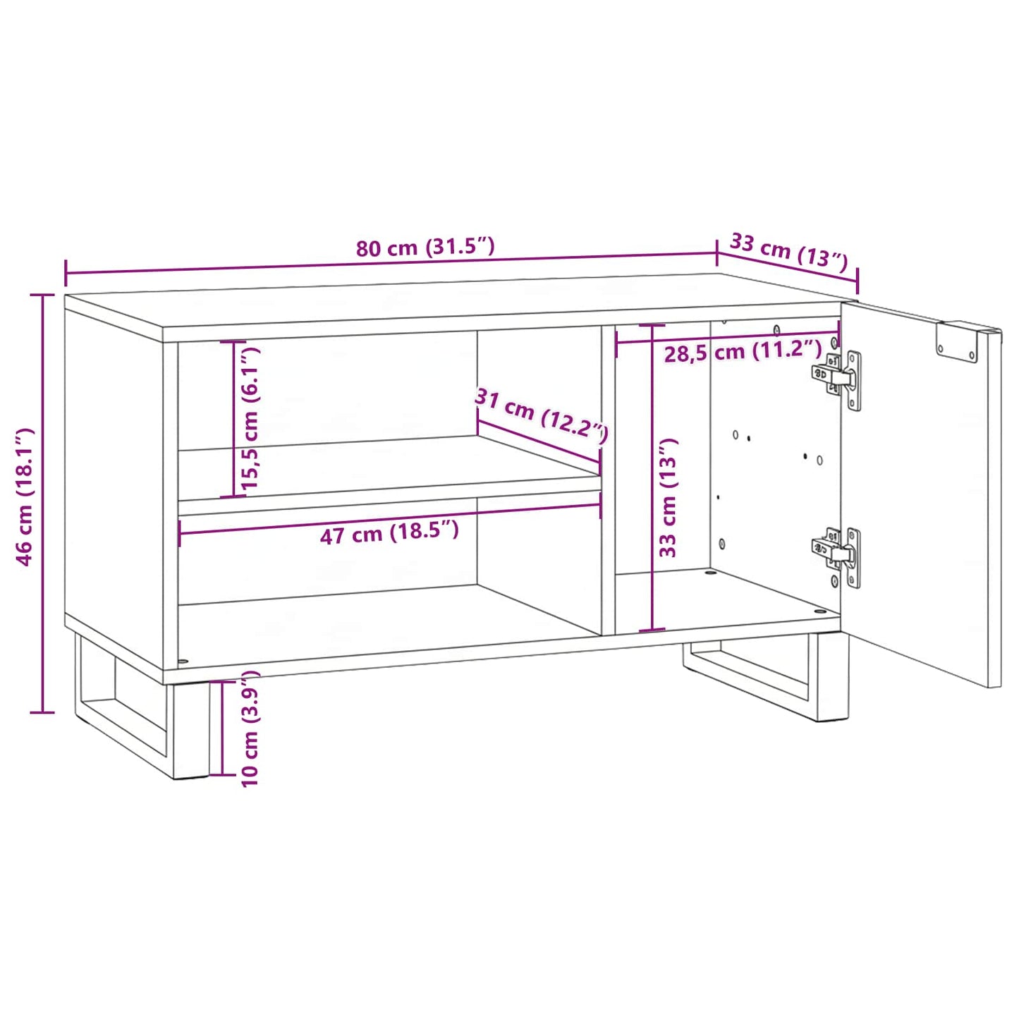 TV Units Brown 80 x 33 x 46 cm Engineered wood