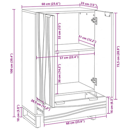 Highboard Brown 60 x 33 x 100 cm Solid mango wood