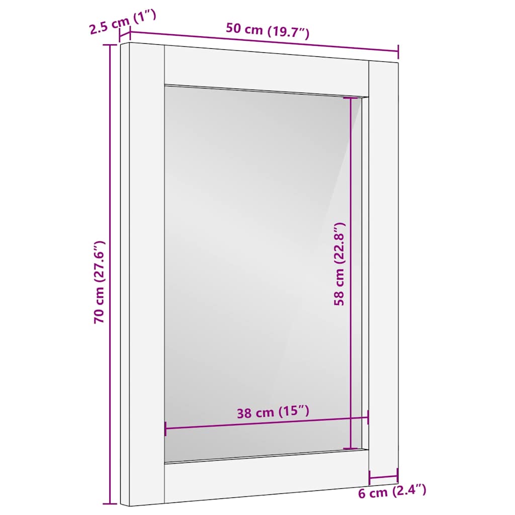 Bathroom Mirror with Mirror Brown 70 x 50 x 2.5 cm