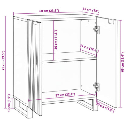 Sideboard White 60 x 33.5 x 75 cm Solid Mango Wood