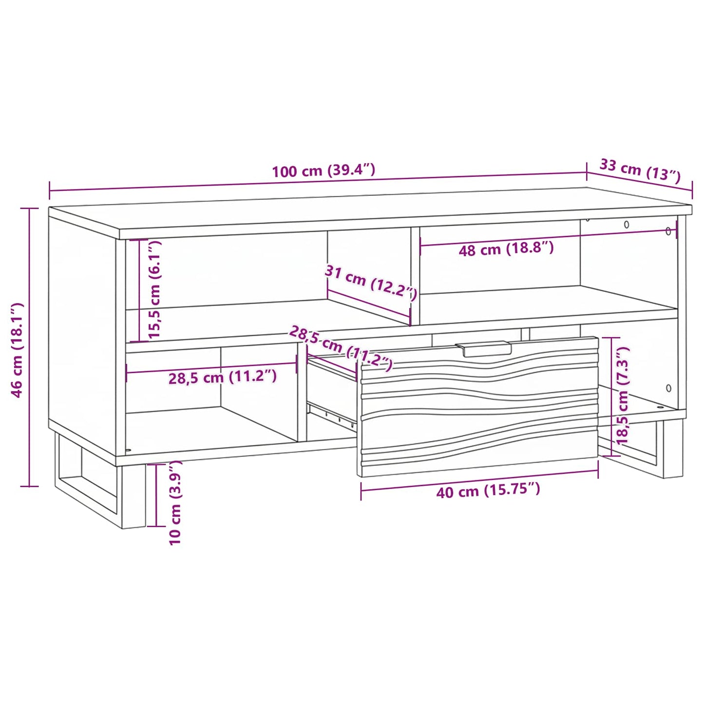 TV Units with Drawer White 105 x 33 x 46 cm Engineered wood