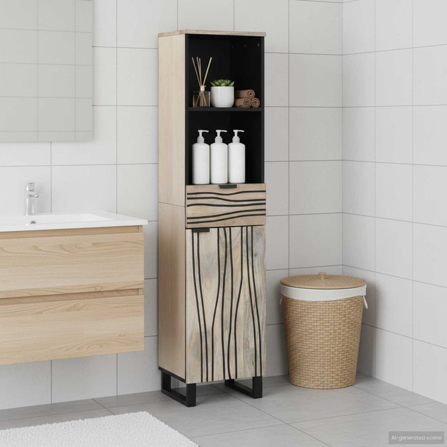 Bathroom Cabinet White 38 x 33 x 160 cm Engineered Wood