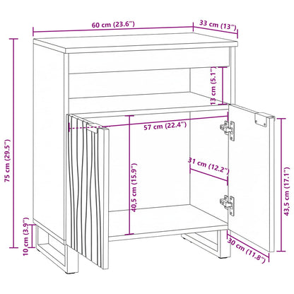 Sideboard with Drawer Brown 60 x 33 x 75 cm Solid mango wood