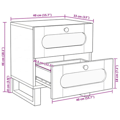 Bedside Cabinet Natural 40 x 33 x 46 cm Solid Mango Wood
