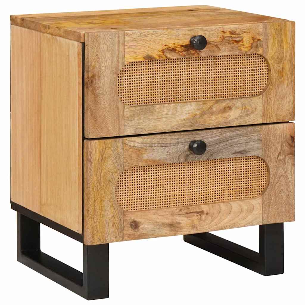 Bedside Cabinet 2 pcs Natural 40 x 33 x 46 cm Solid Mango Wood