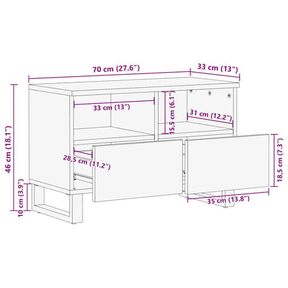 TV Cabinet with Drawer Brown 70 x 33x 46 cm Solid Mango Wood