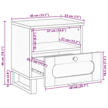 Bedside Cabinet Natural 40 x 33 x 46 cm Solid Mango Wood