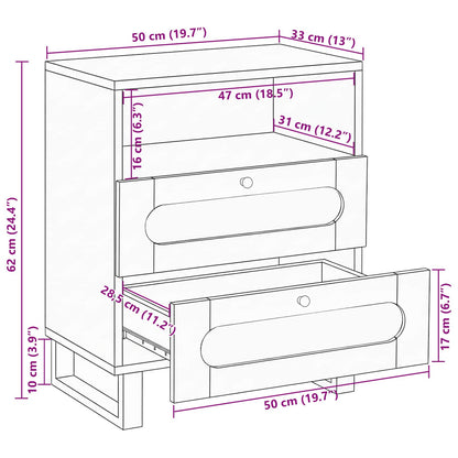 Bedside Cabinet Natural 50 x 33 x 62 cm Solid Mango Wood